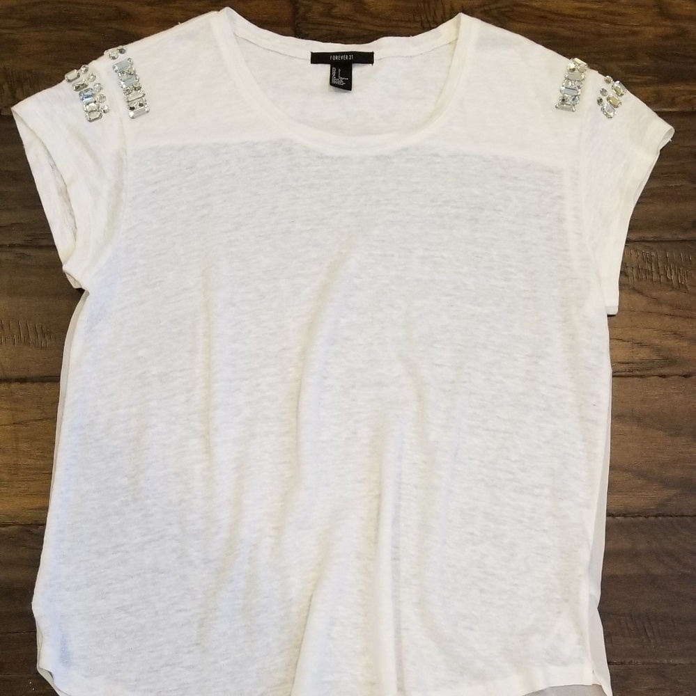 Forever 21 Embellished Shoulder Top L